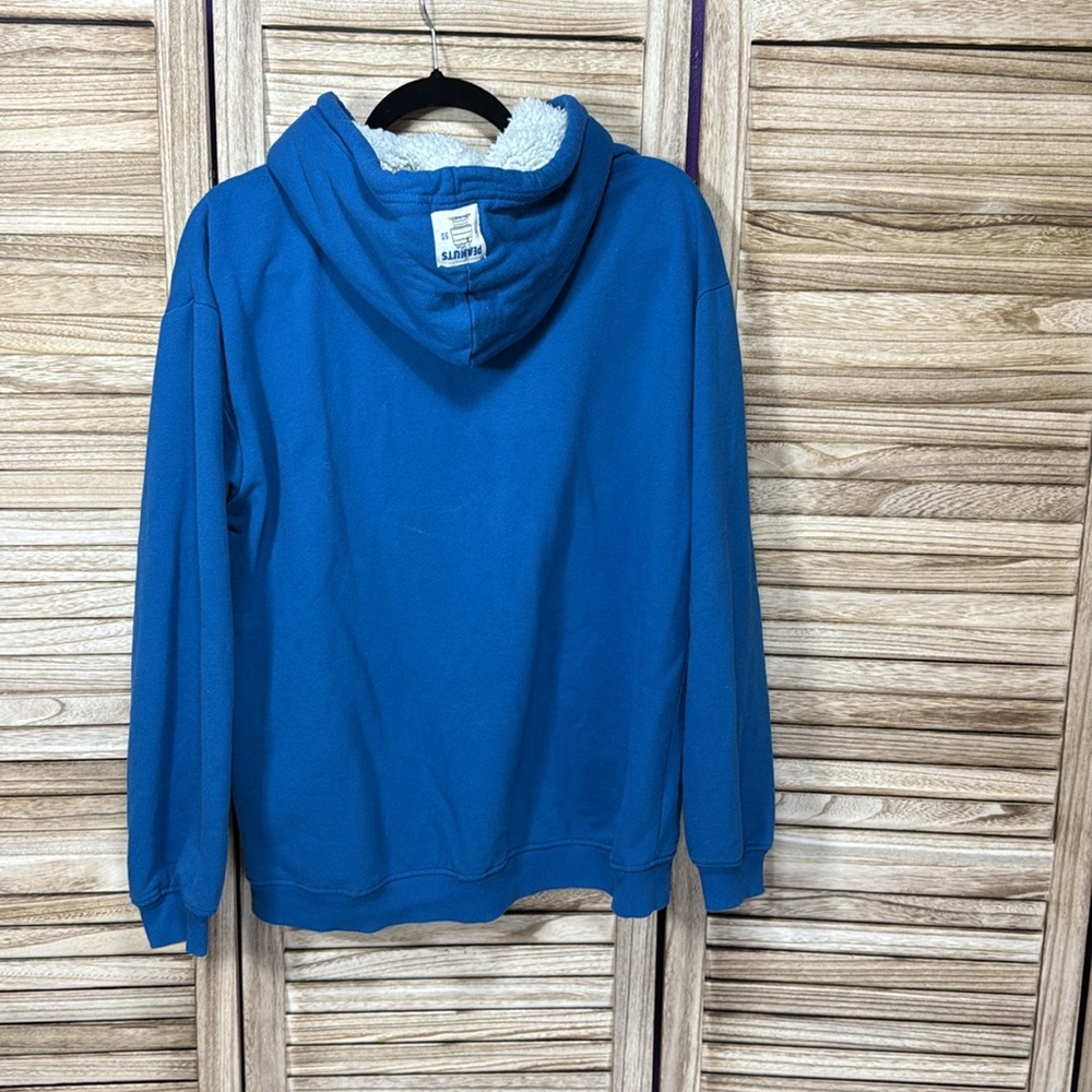 Peanuts Blue 'Forever Friends' Faux Sherpa Hoodie Size L 11-13 - Picture 7 of 9